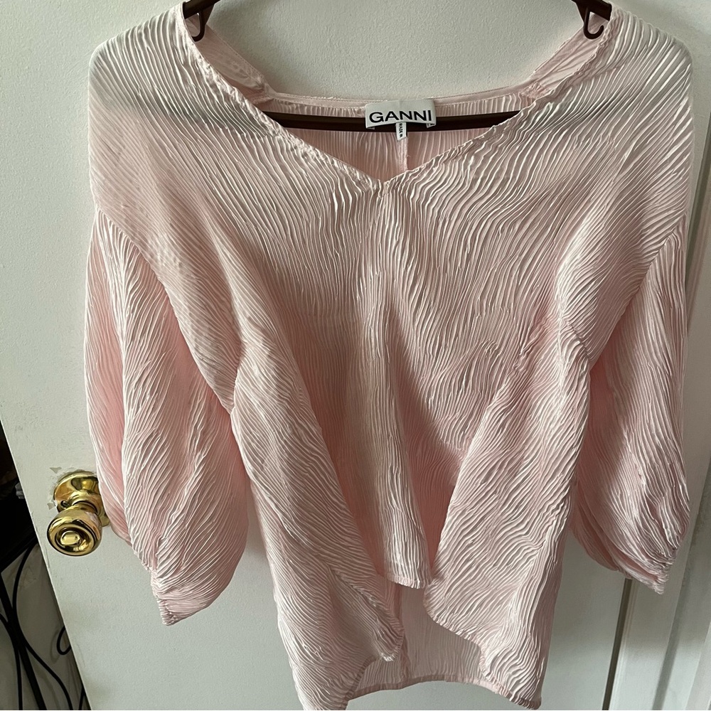 Ganni Light Pink Textured Blouse